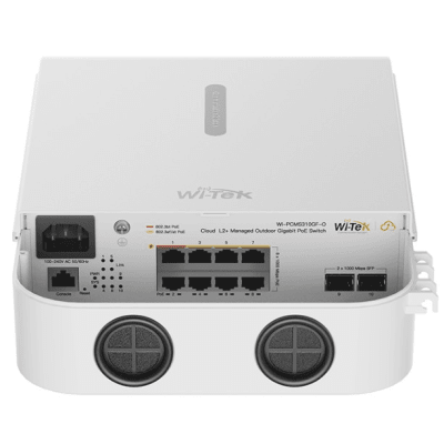 Switch PoE Gigabit 8 Puertos / 2 SFP Uplink / PoE++ 802.3bt 90W Port 1-2 / PoE+ 802.3at 30W Port 3-8 / 110W Budget Total / 20Gbps Switching / Fanless / Wall-Pole Mount / Industrial -30°C a 60°C