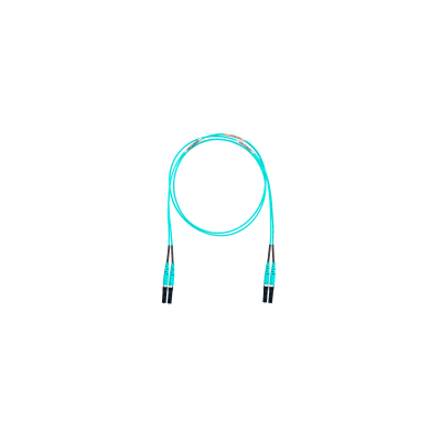 Jumper de Fibra Óptica Multimodo 50/125 OM4, LC-LC Duplex, OFNR (Riser), Color Aqua, 12 Metros