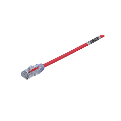 Cable de Parcheo UTP Cat6A, CM/LSZH, Diámetro Reducido (28AWG), Color Rojo, 20 cm.