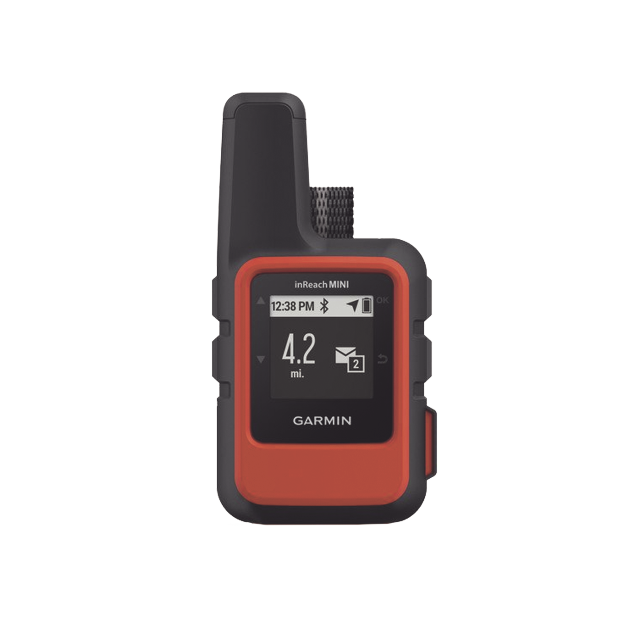 Navegador satelital InReach Mini color naranja, con cobertura global mediante la red Iridium, cuenta con botón de emergencia, batería para hasta 50 horas, GPS y brujula.