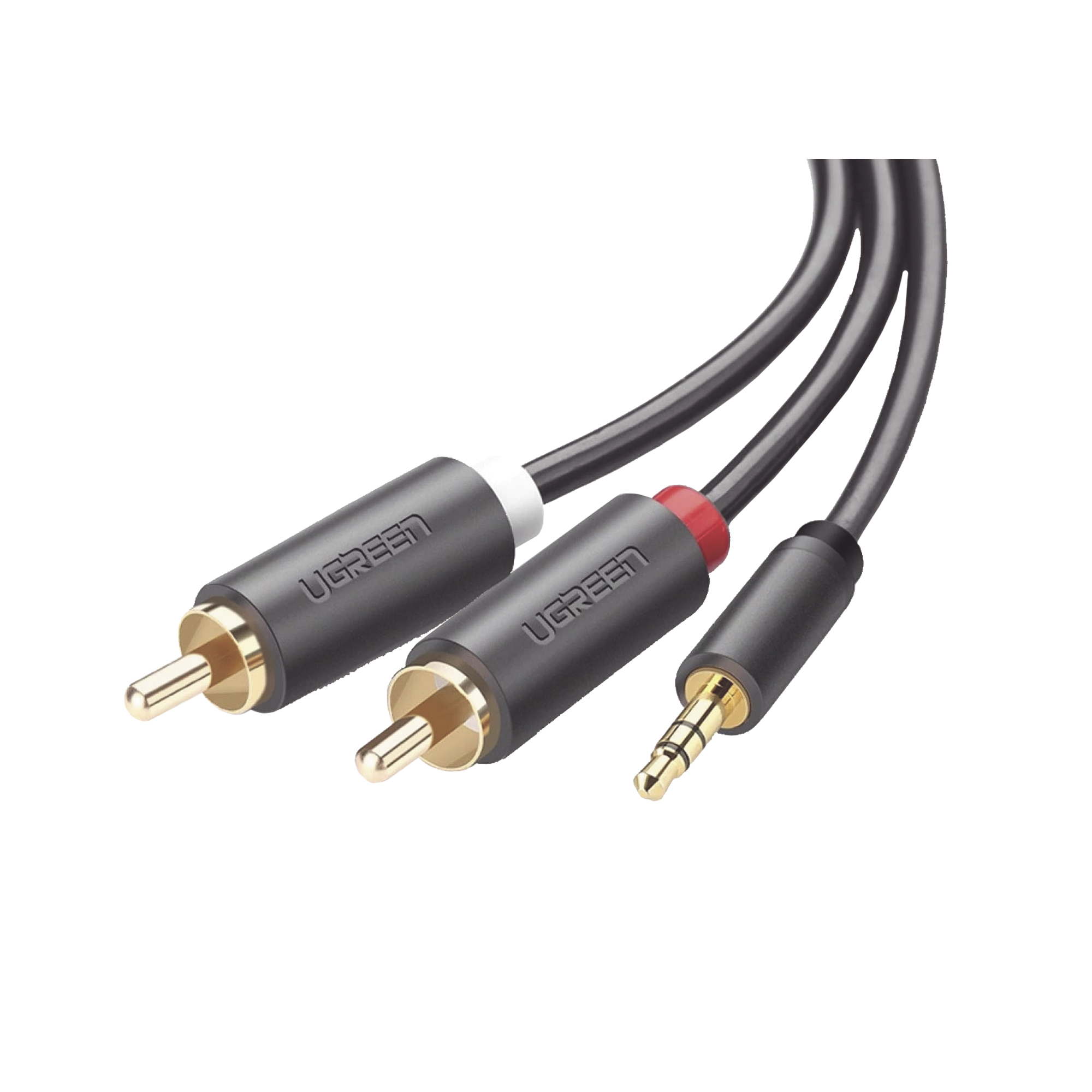 Convertidor de Alta Calidad 3.5mm Macho a 2 RCA Macho, 3 Metros Color Gris