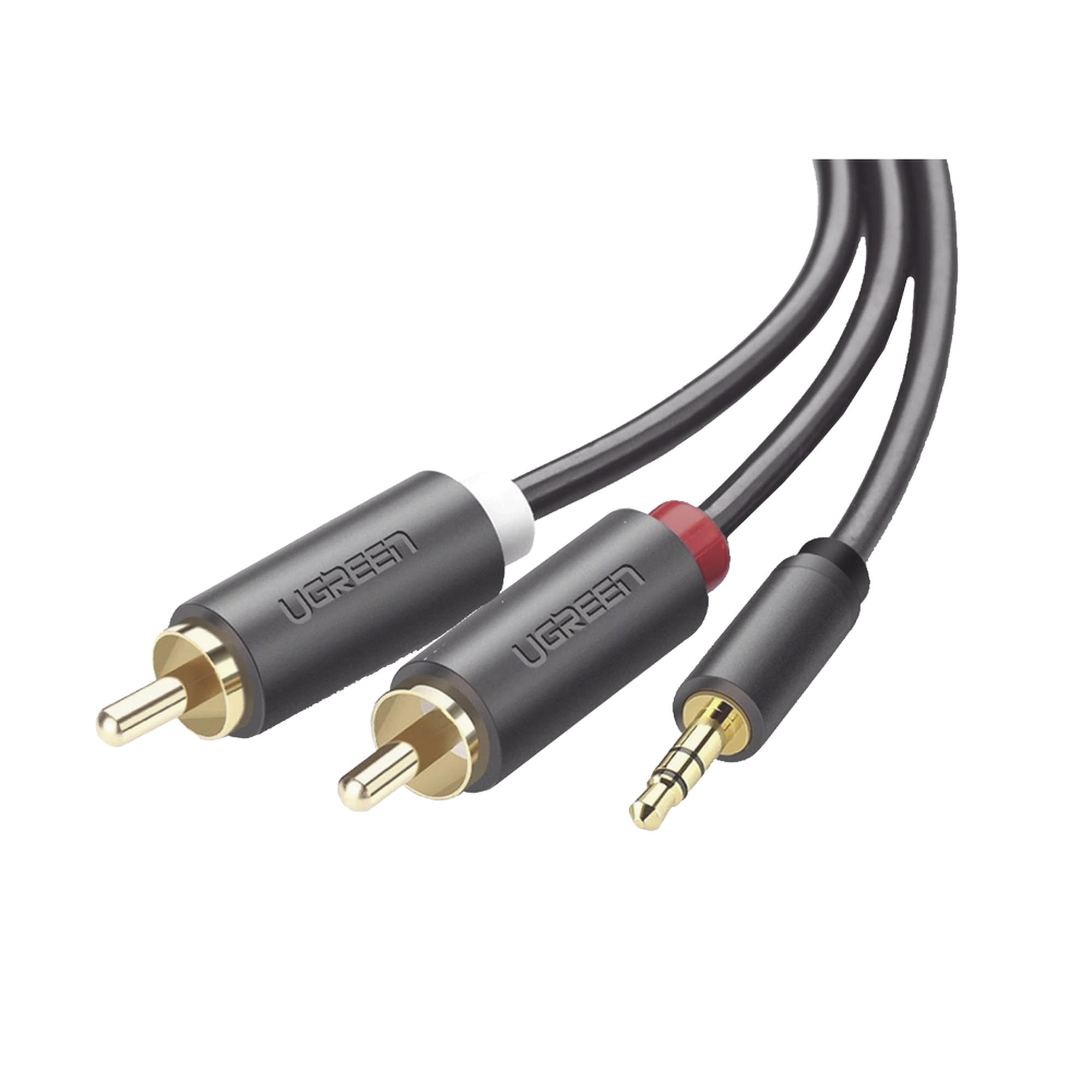 Convertidor de Alta Calidad 3.5mm Macho a 2 RCA Macho, 5 Metros Color Gris