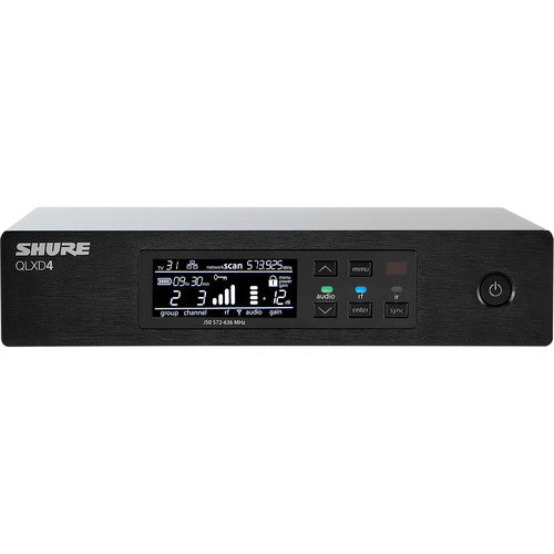 SHURE QLXD4-L50 Receptor inalámbrico digital, Canal único, 1/2 espacio de rack, Frecuencias de escaneo automático 2560, (L50: 632 a 696 MHz)