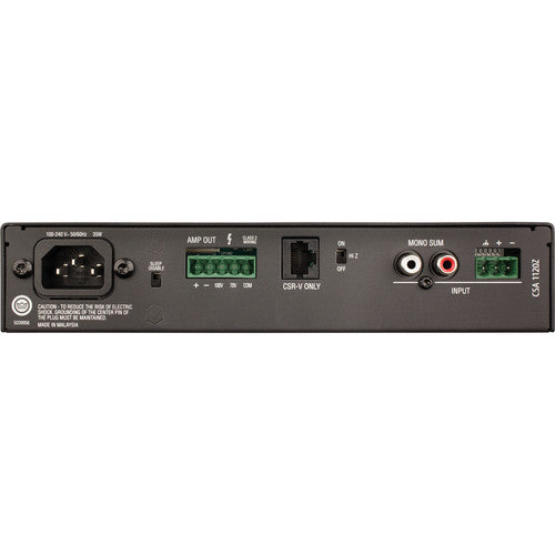 JBL CSA 1120Z Amplificador serie comercial 1 Canal 120W 4Ω y 8Ω Admite instalaciones de 70V y 100V Perillas iluminadas.