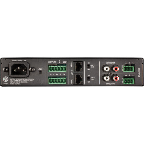 JBL CSA 280Z Amplificador serie comercial 2 canales 80W 4Ω y 8Ω Admite instalaciones de 70V y 100V Diseño de 1 RU, Perillas iluminadas