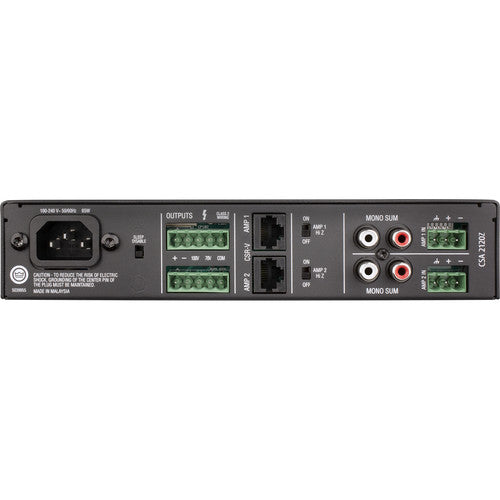 JBL CSA 2120Z Amplificador serie comercial 2 canales 120W 4Ω y 8Ω Admite instalaciones de 70V y 100V Diseño de 1 RU, Perillas iluminadas