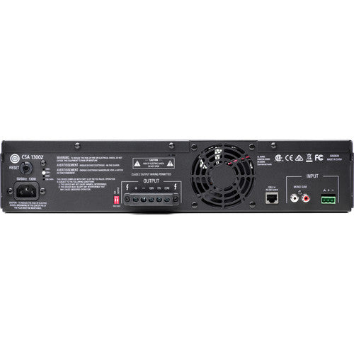 JBL CSA 1300Z Amplificador serie comercial 1 canal 300W 4Ω y 8Ω Admite instalaciones de 70V y 100V Perillas iluminadas, Control de graves y agudos