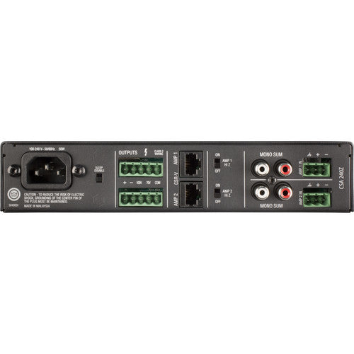 JBL CSA 240Z Amplificador serie comercial 2 canales 40W 4Ω y 8Ω Admite instalaciones de 70V y 100V Diseño de 1 RU, Perillas iluminadas