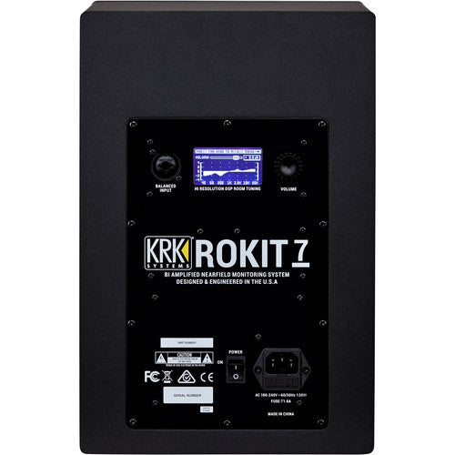 KRK ROKIT 7 G4 Monitor de estudio activo de 2 vías de 7" Clase-D, potencia 145 W, Entradas combinadas TRS / XLR balanceadas, Color Negro, 1 pieza