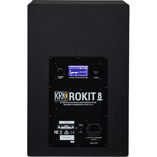 KRK ROKIT 8 G4 Monitor de estudio activo bidireccional de 8" Clase-D, potencia 203 W, Entradas combinadas TRS / XLR balanceadas, Color Negro, 1 pieza