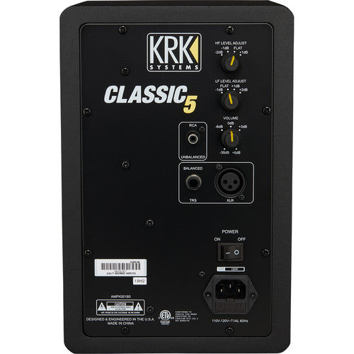 KRK ROKIT CLASSIC 5 Monitor de estudio activo de 2 vías de 5" Clase-D, potencia 55 W, Entradas combinadas TRS / XLR balanceadas, Color Negro, 1 pieza