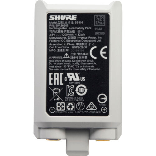 SHURE SB903 Batería de ion-litio recargable para transmisores SLX-D