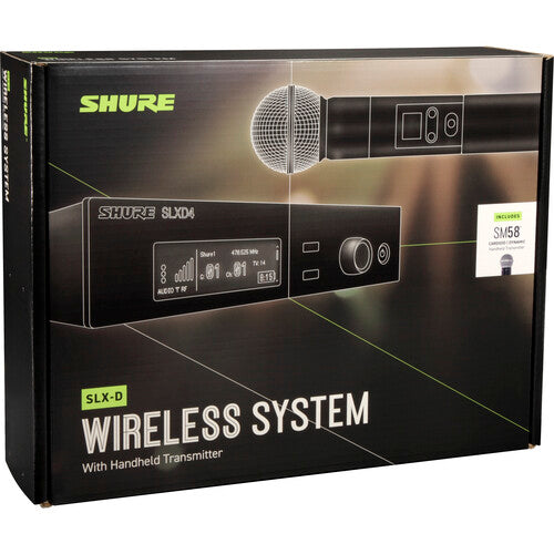 SHURE SLXD24/SM58 Sistema de micrófono inalámbrico de mano capsula SM58, receptor de montaje en rack (G58: 470 a 514 MHz)