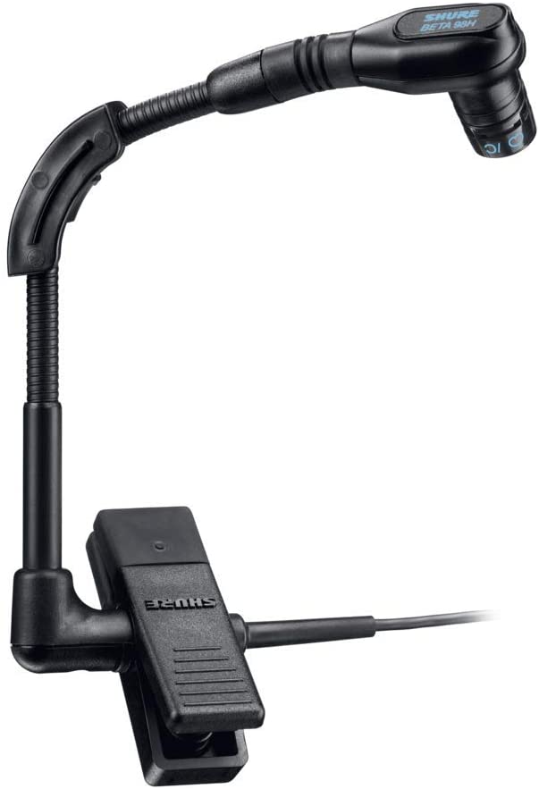SHURE BLX14R/B98 Sistema inalámbrico de micrófono cardioide para instrumentos de viento y percusión, Micrófono de clip, Receptor de mesa 596 a 616 MHz