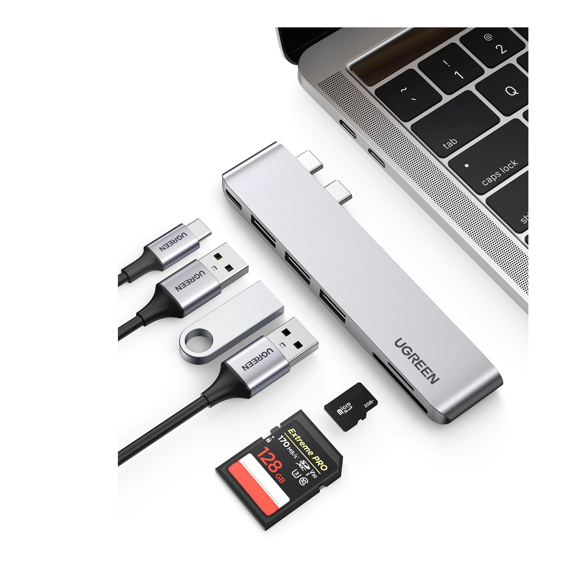 HUB Multifuncional para MacBook Pro/Air, 3 Puertos USB3.0 + MemoriaSD + MemoriaTF+ PD