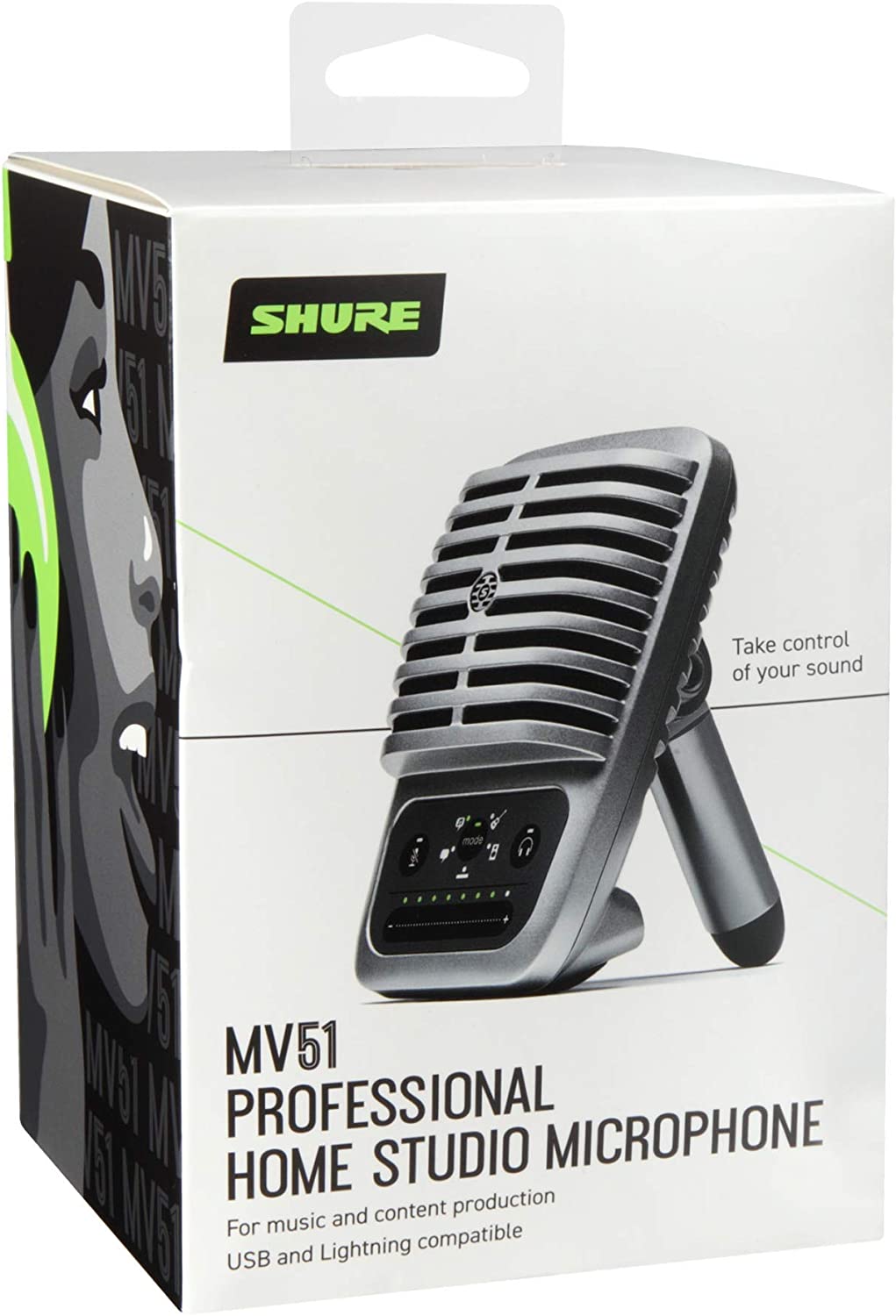 SHURE MOTIV MV51 Micrófono de escritorio con USB y pie de apoyo, cardioide de diafragma grande,  Uso Podcasts, vlogs, música, conferencias telefónicas