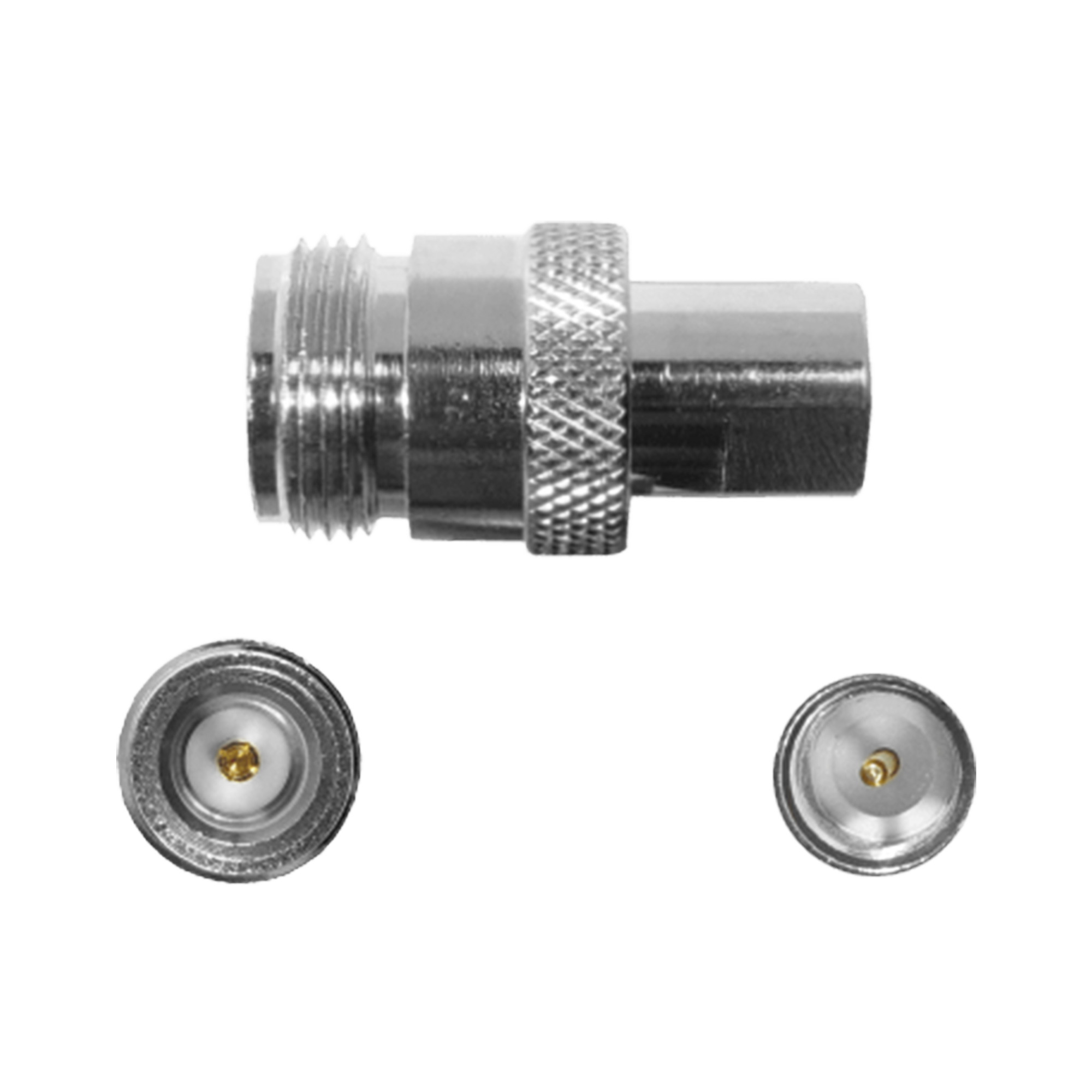 Adaptador en linea de conector N Hembra a FME Macho.