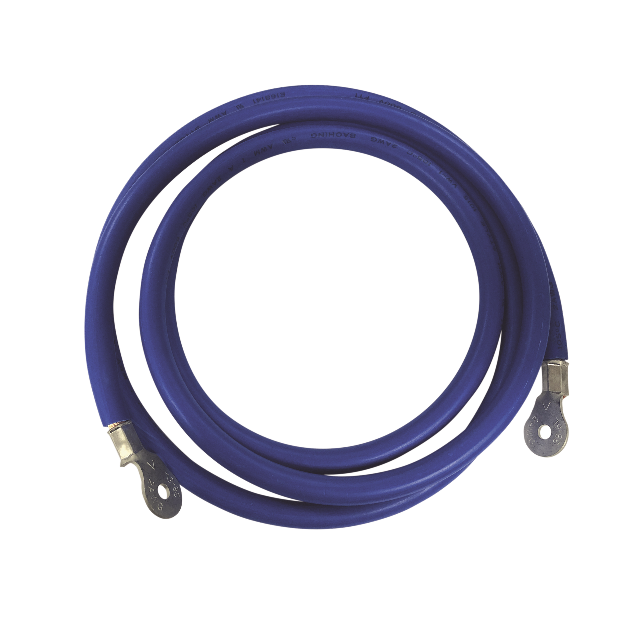 Cable para Baterías,  2.2 m Azul Calibre 2 AWG con Terminales de Ojo en Ambos Extremos