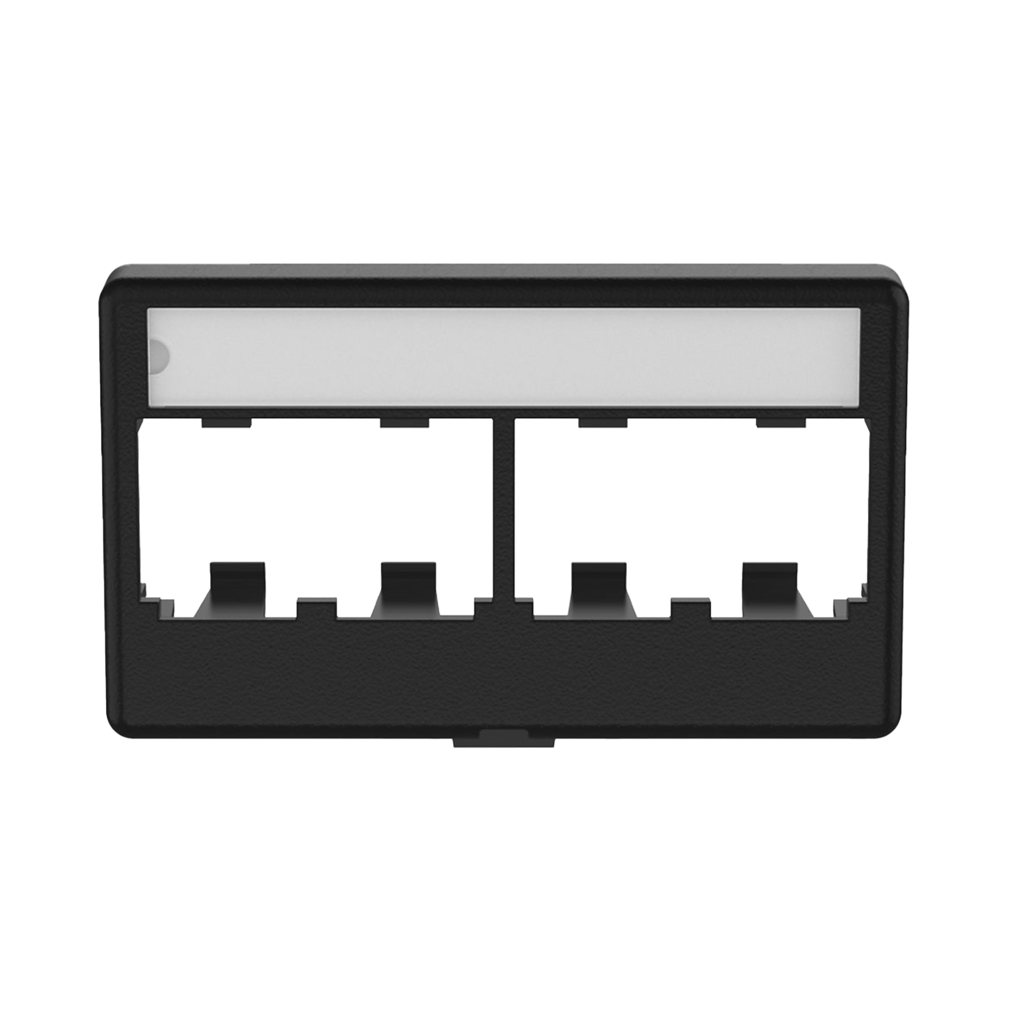 Placa de Mobiliario Modular Estándar, Salidas Para 4 Puertos Mini-Com, Color Negro
