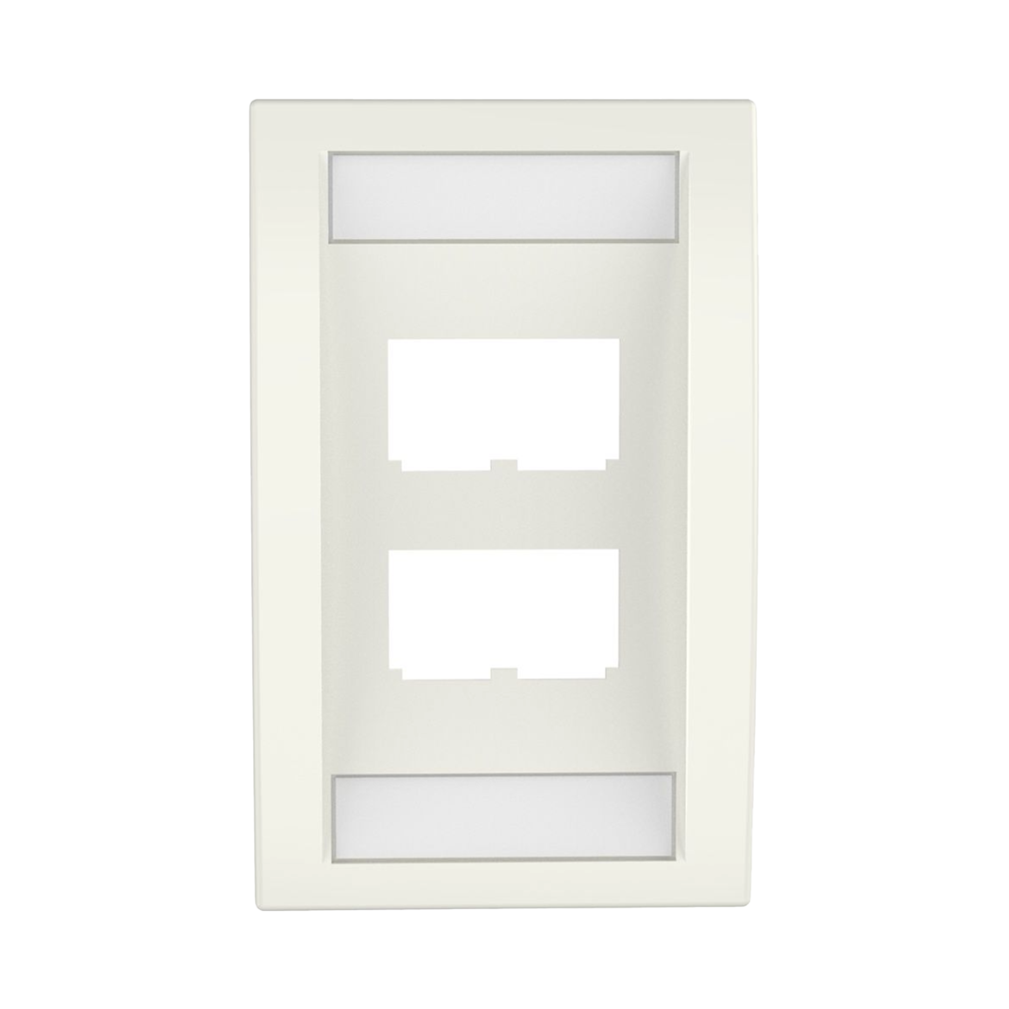 Placa de Pared Vertical Ejecutiva, Salida Para 4 Puertos Mini-Com, Con Espacios Para Etiquetas, Color Blanco Mate