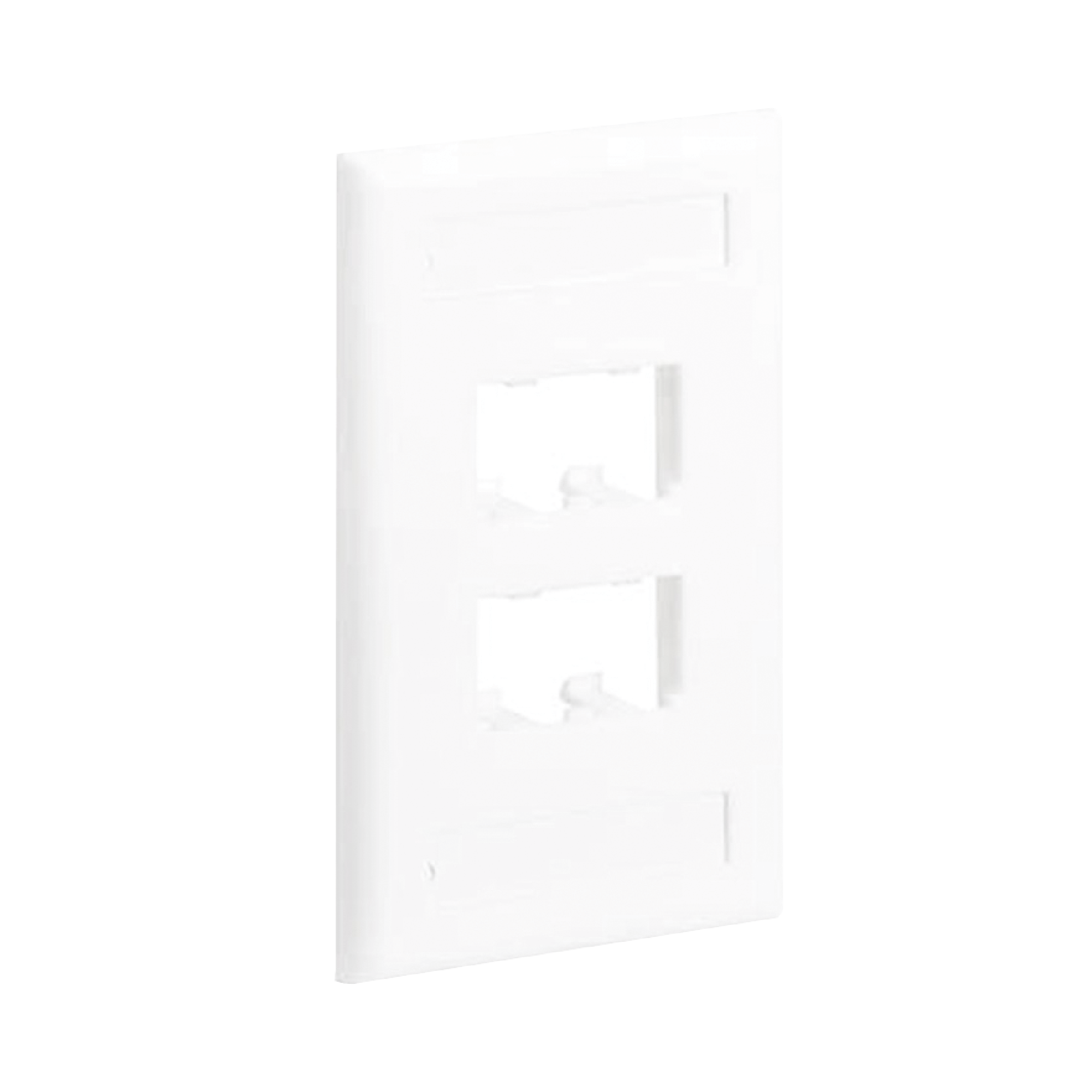 Placa de Pared Vertical Clásica, Salida Para 4 Puertos Mini-Com, Con Espacios Para Etiquetas, Color Blanco