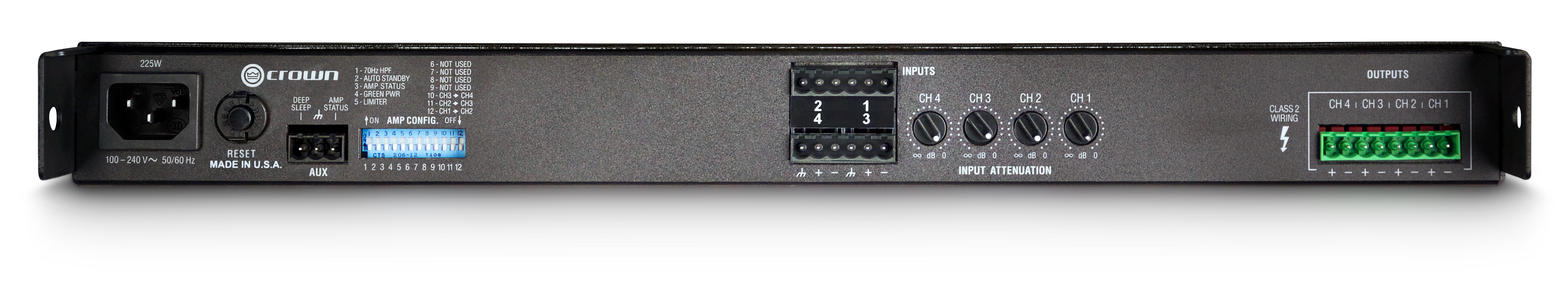 CROWN CT 4150 Amplificador de potencia 4 canales, 125W 4 Ω por canal de salida