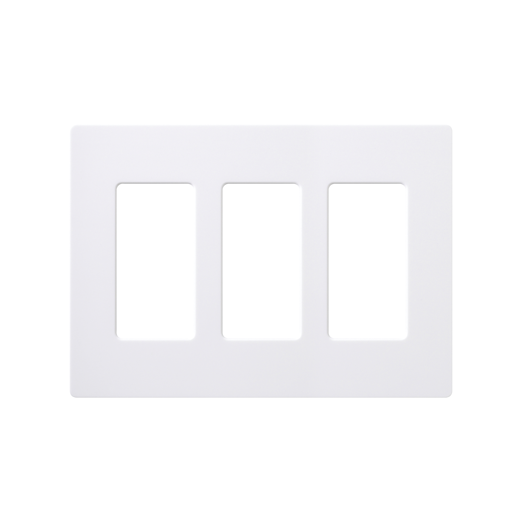 Placa de pared 3 espacios, color blanco, para atenuador (dimmer), switch ó control remoto PICO inalámbrico.