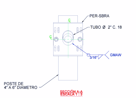 Brazo Galvanizado para Luminaria 2" Diámetro con Abrazadera para Poste hasta 3" Diámetro.