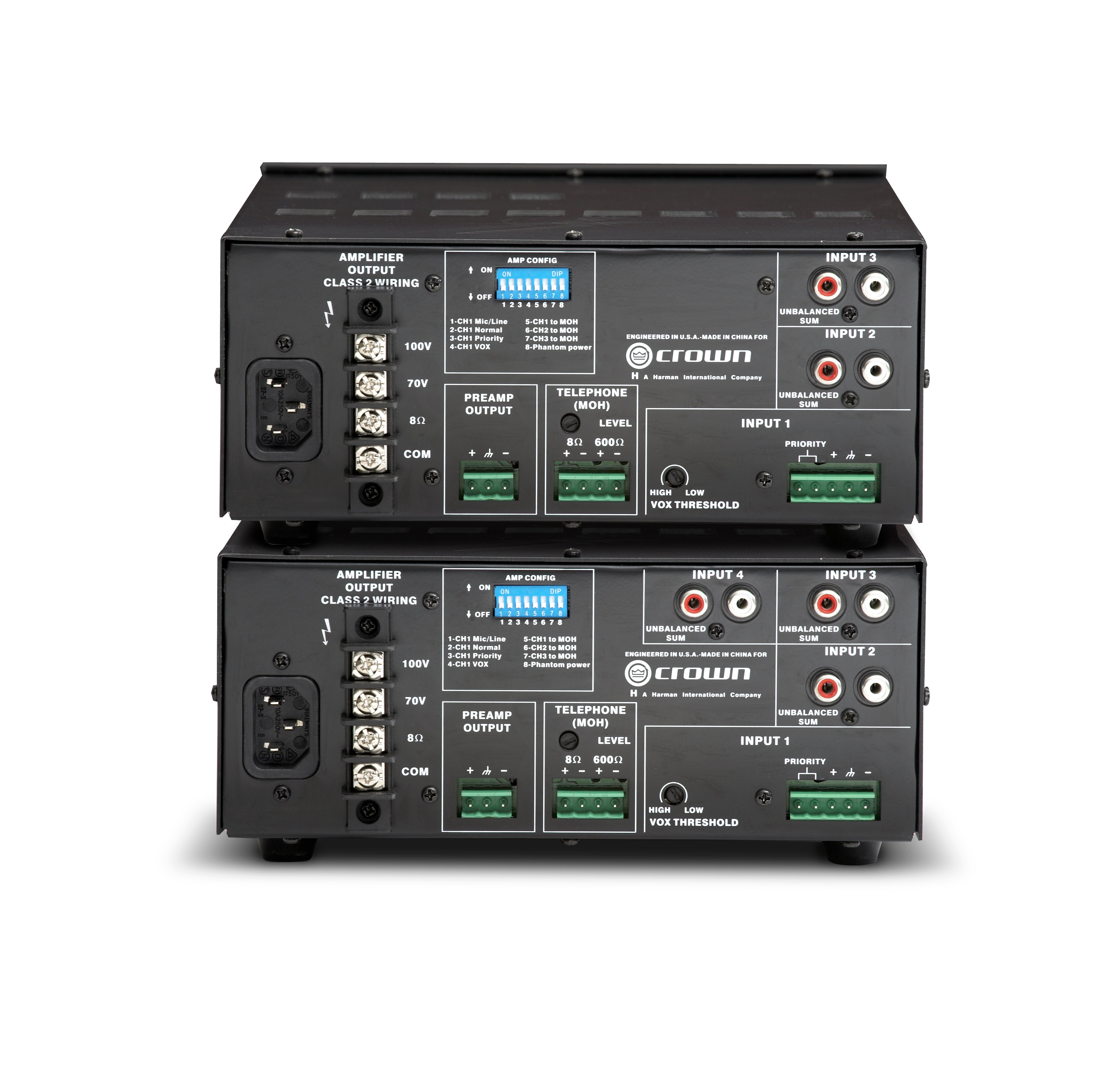 CROWN 135MA Mezclador-amplificador de tres entradas, 35W. 4 Ω, Linea  70 V y 100 V