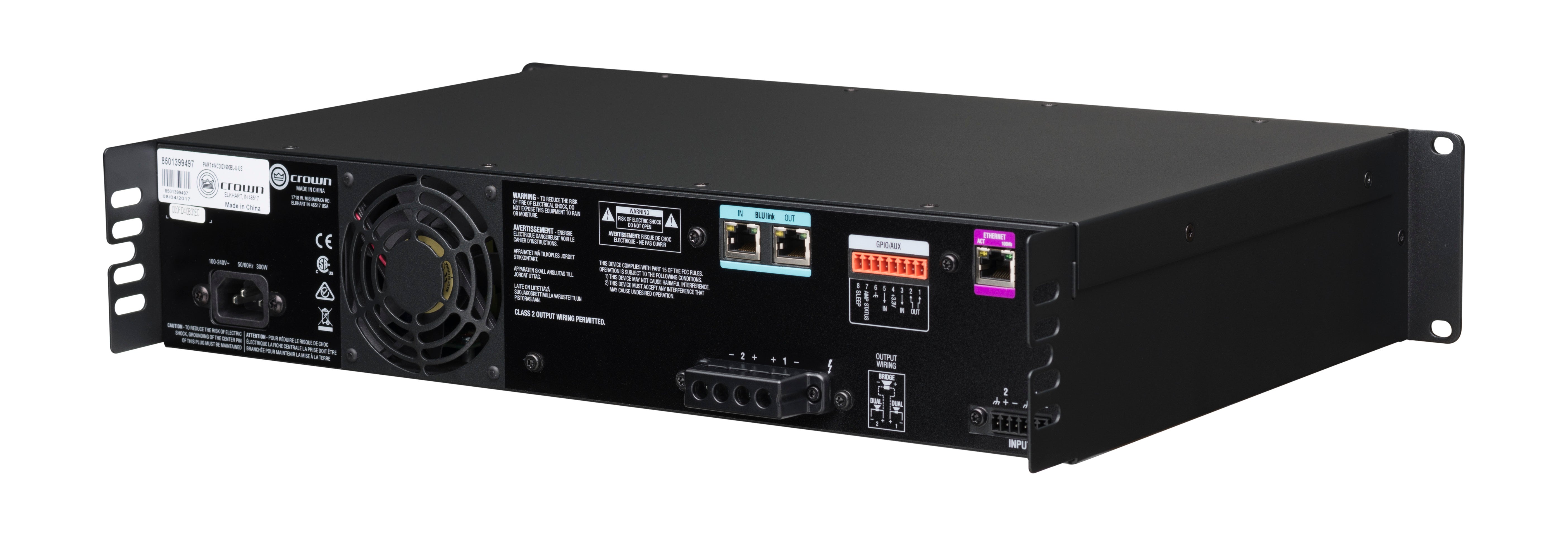 CROWN CDi 2|600BL Amplificador de potencia Entrada analógica + enlace BLU, 2 canales, 600 W por canal de salida