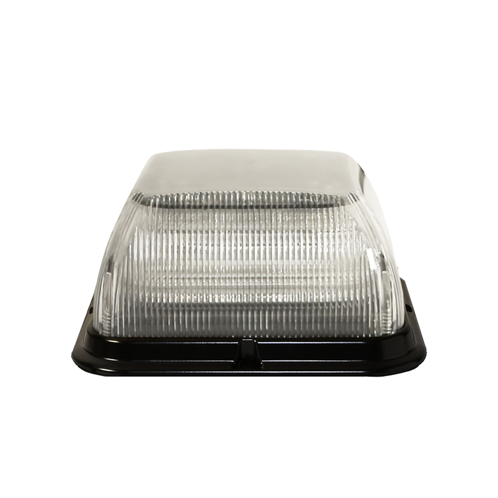 Baliza LED bicolor, cuadrada, base de polipropileno reforzado, perfil medio, 12-24 VCD, 24 patrones de destello, lente transparente, iluminación ámbar / clara