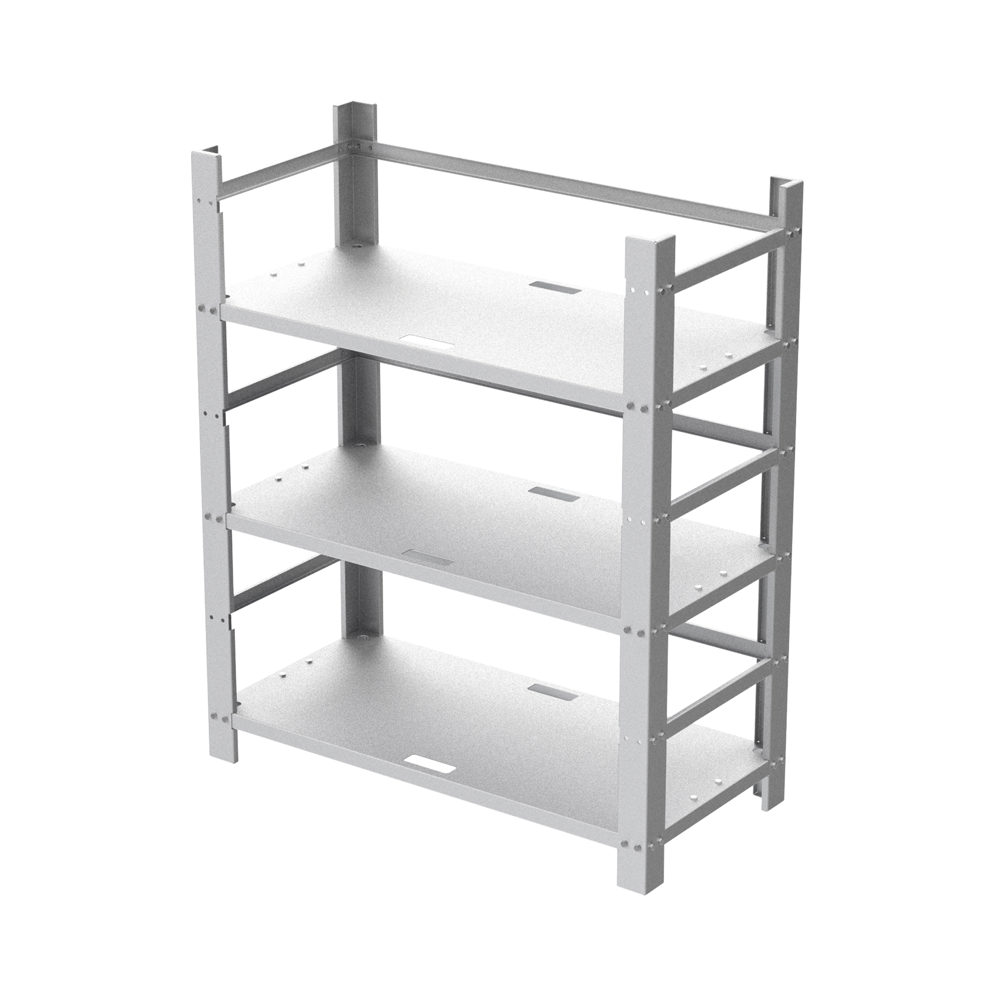 Estante Galvanizado de 3 Niveles para Instalación de 12 Baterías de Ciclo Profundo Similares a la PL-110-D12.