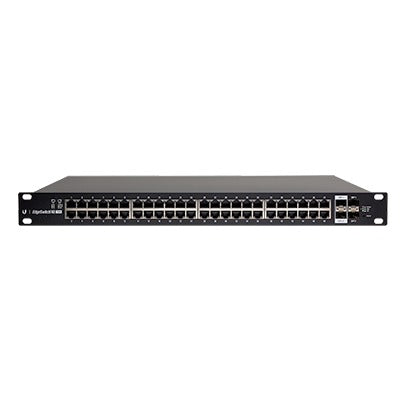 Switch EdgeMAX Administrable de 48 Puertos Gigabit con PoE+/PoE Pasivo 24V + 2 Puertos SFP + 2 Puertos SFP+, 750 W