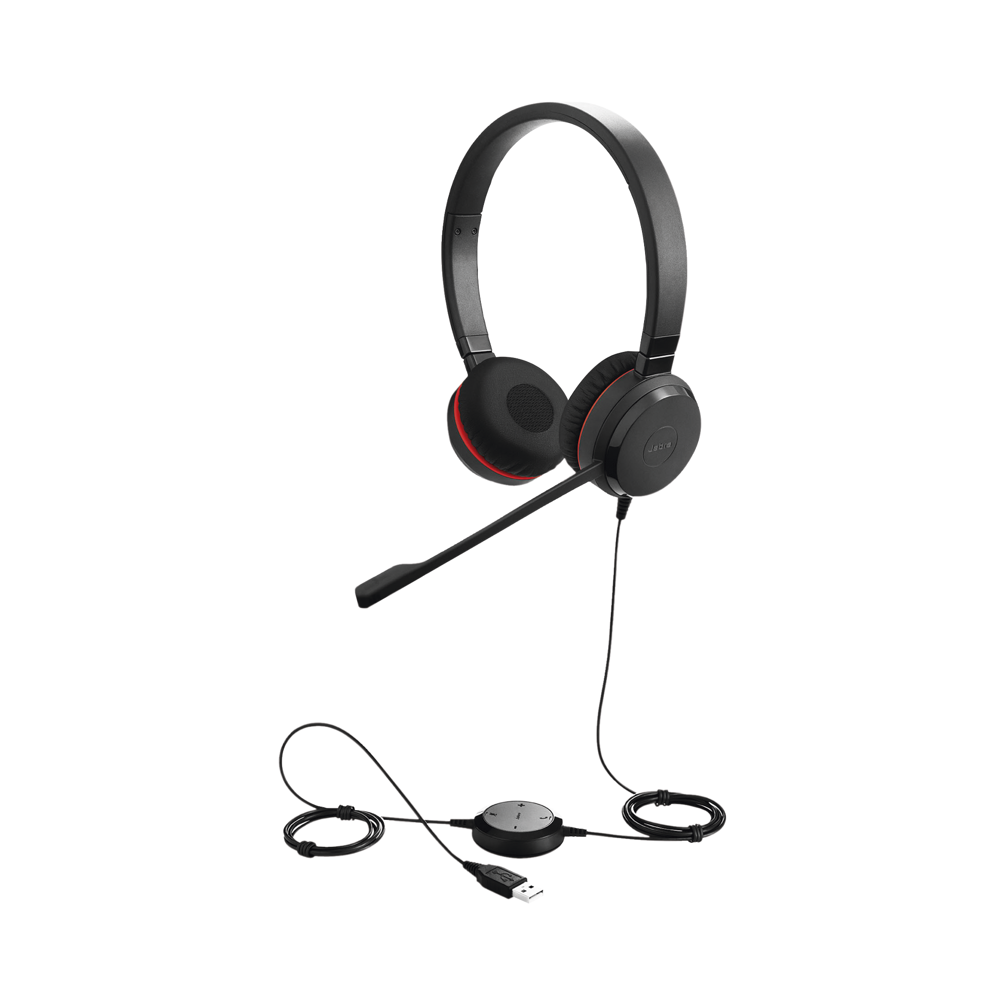 Jabra Evolve 30 Duo con conexión USB / 3.5mm, micrófono con cancelación de ruido y controlador en el cable con botones e indicadores LED (5399-829-309)