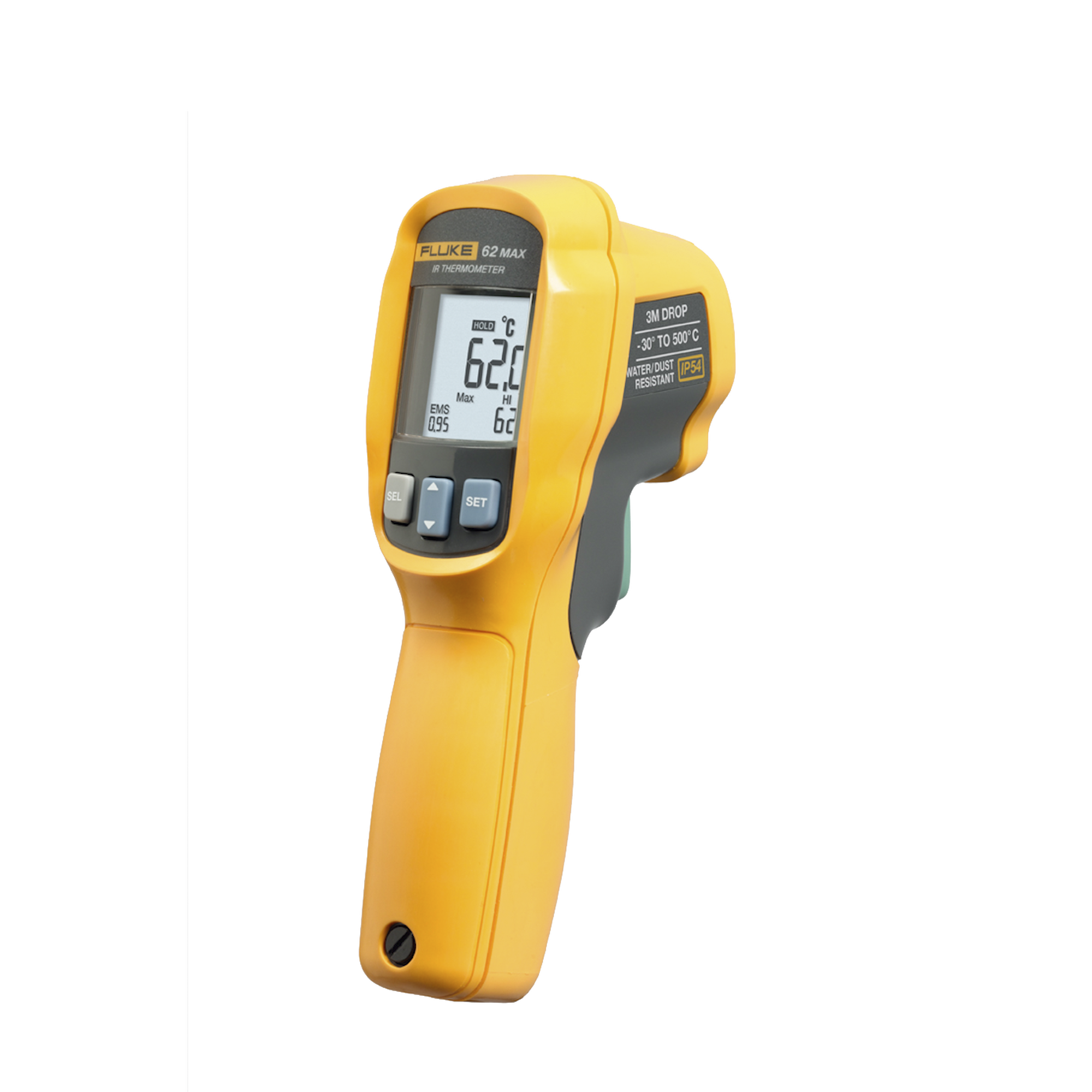 Termómetro IR Para Medición de Temperatura de -30ºC a 500ºC, Con Precisión +-1.0%, y Clasificación IP54 de Resistencia al Agua y Polvo