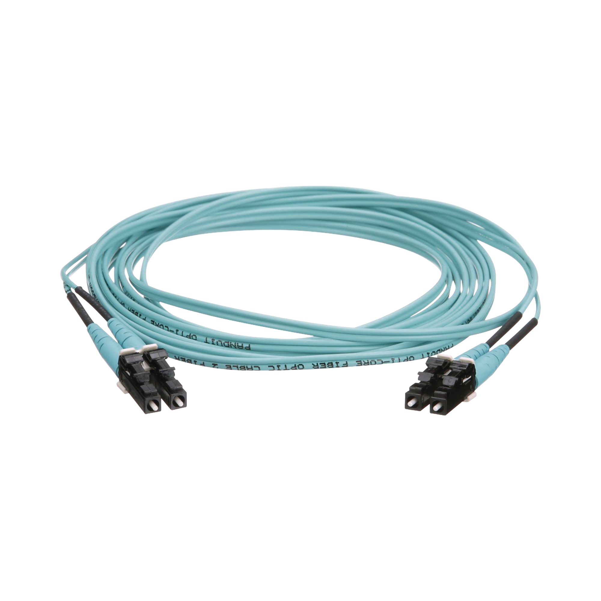 Jumper de Fibra Optica Multimodo 50/125 OM4, LC-LC Duplex, OFNR (Riser), Color Aqua, 3 Metros