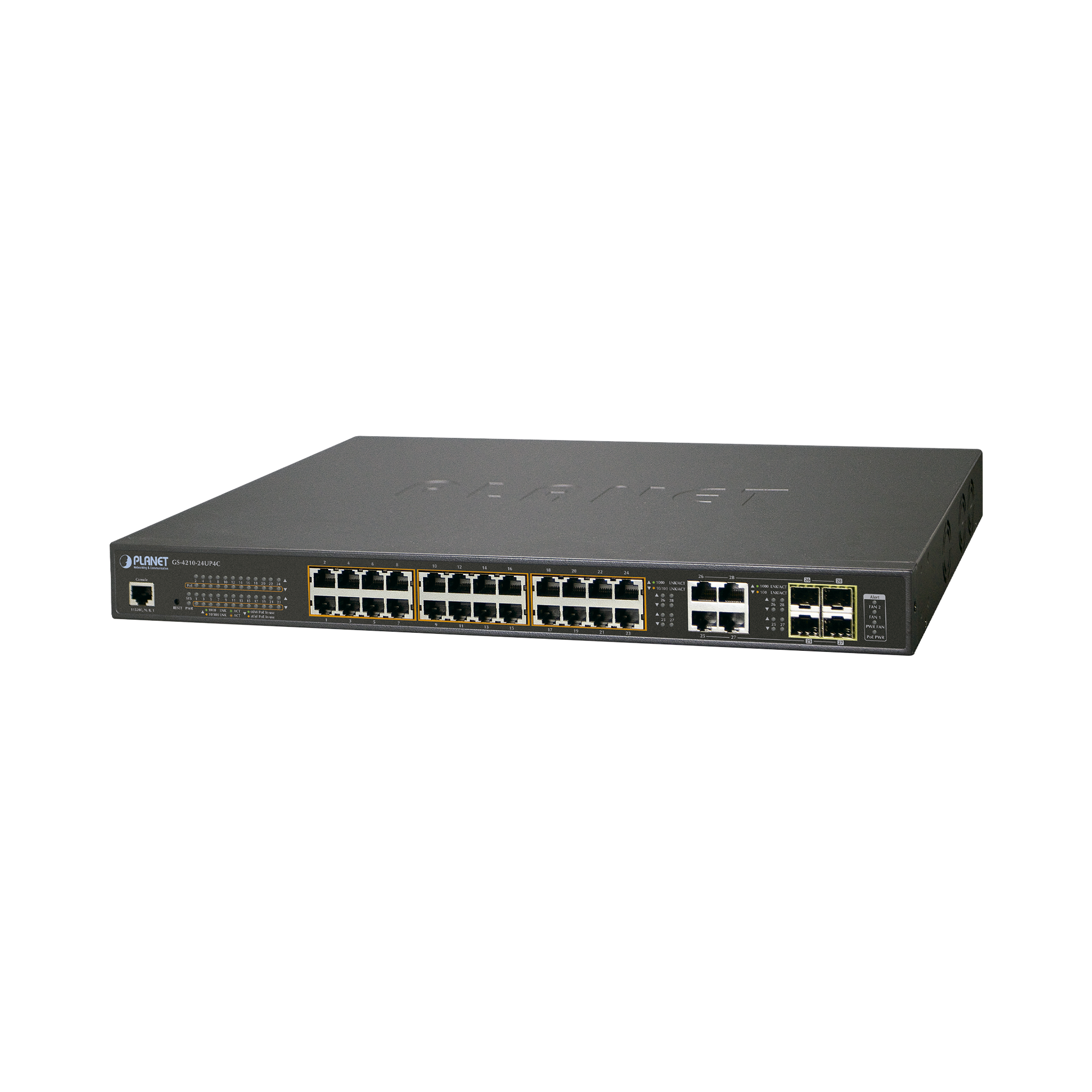 Switch Administrable L2, 24 puertos 10/100/1000T c/Ultra PoE + 4 puertos combo Gigabit TP/SFP, (600W)