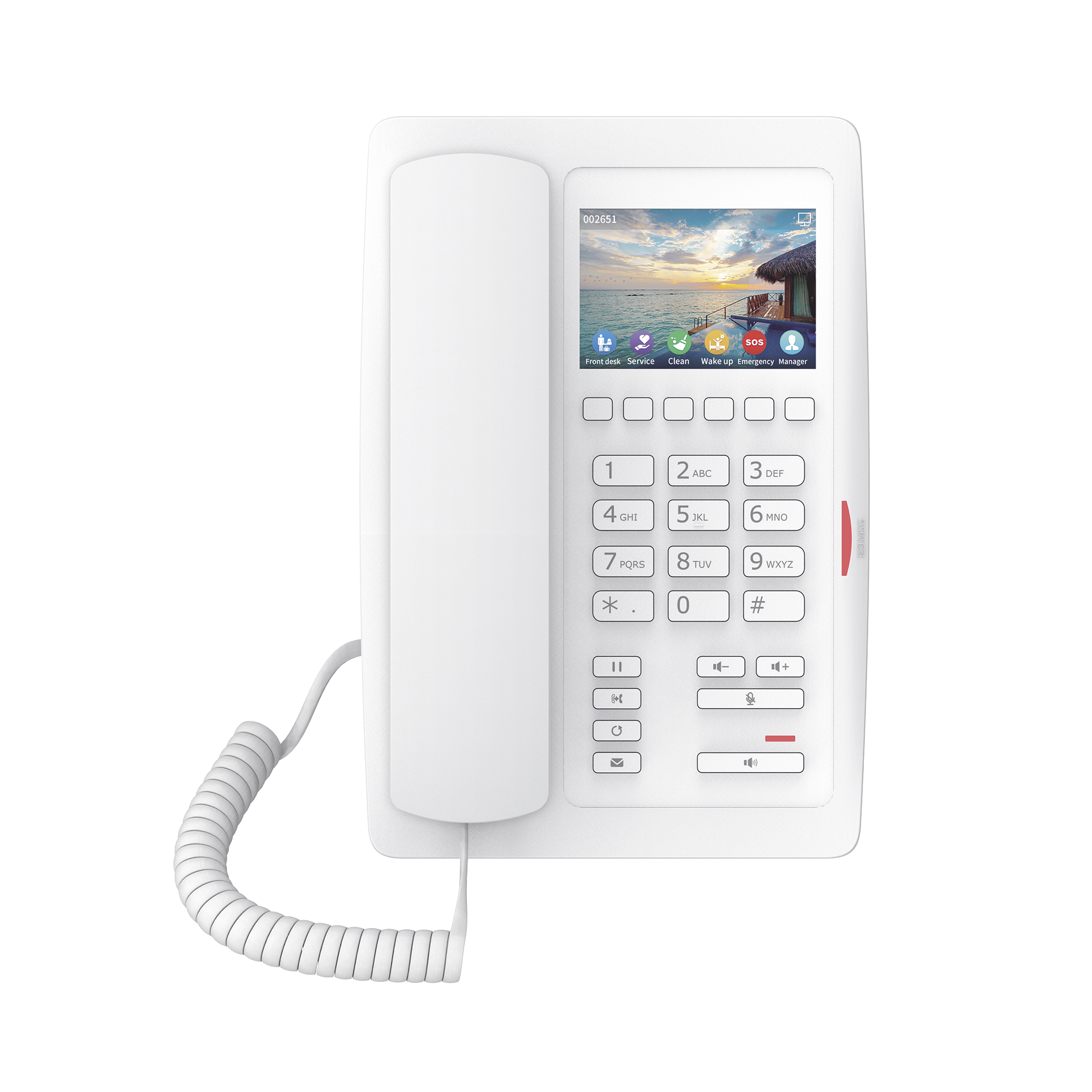 (H5W Color Blanco)Teléfono IP WiFi para Hotelería, profesional de gama alta con pantalla LCD de 3.5 pulgadas a color, 6 teclas programables para servicio rápido (Hotline) PoE