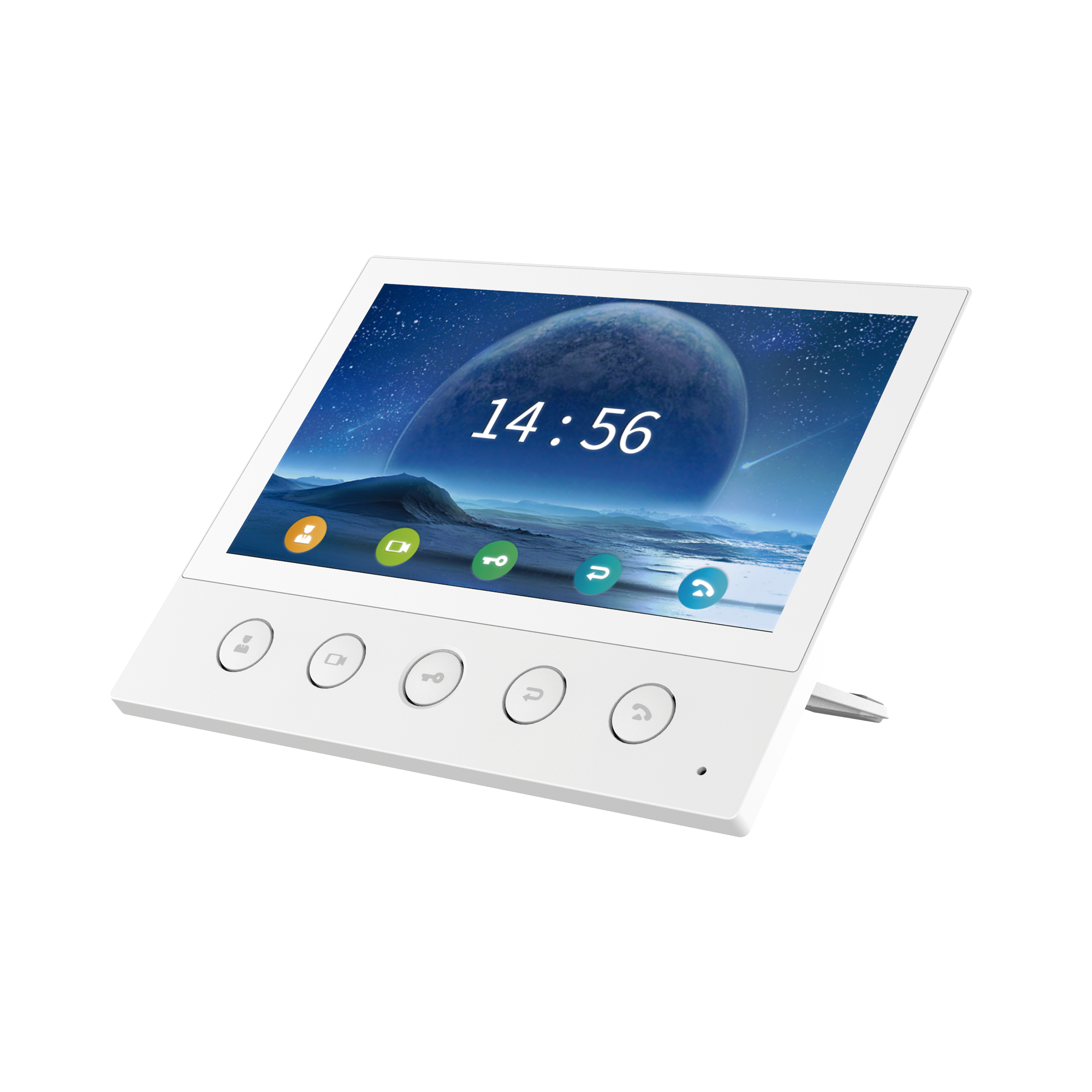 Monitor IP/SIP para interior, Wi-Fi, pantalla táctil de 7", audio de 2 vías, PoE, 8 interfaces de entrada de alarma.