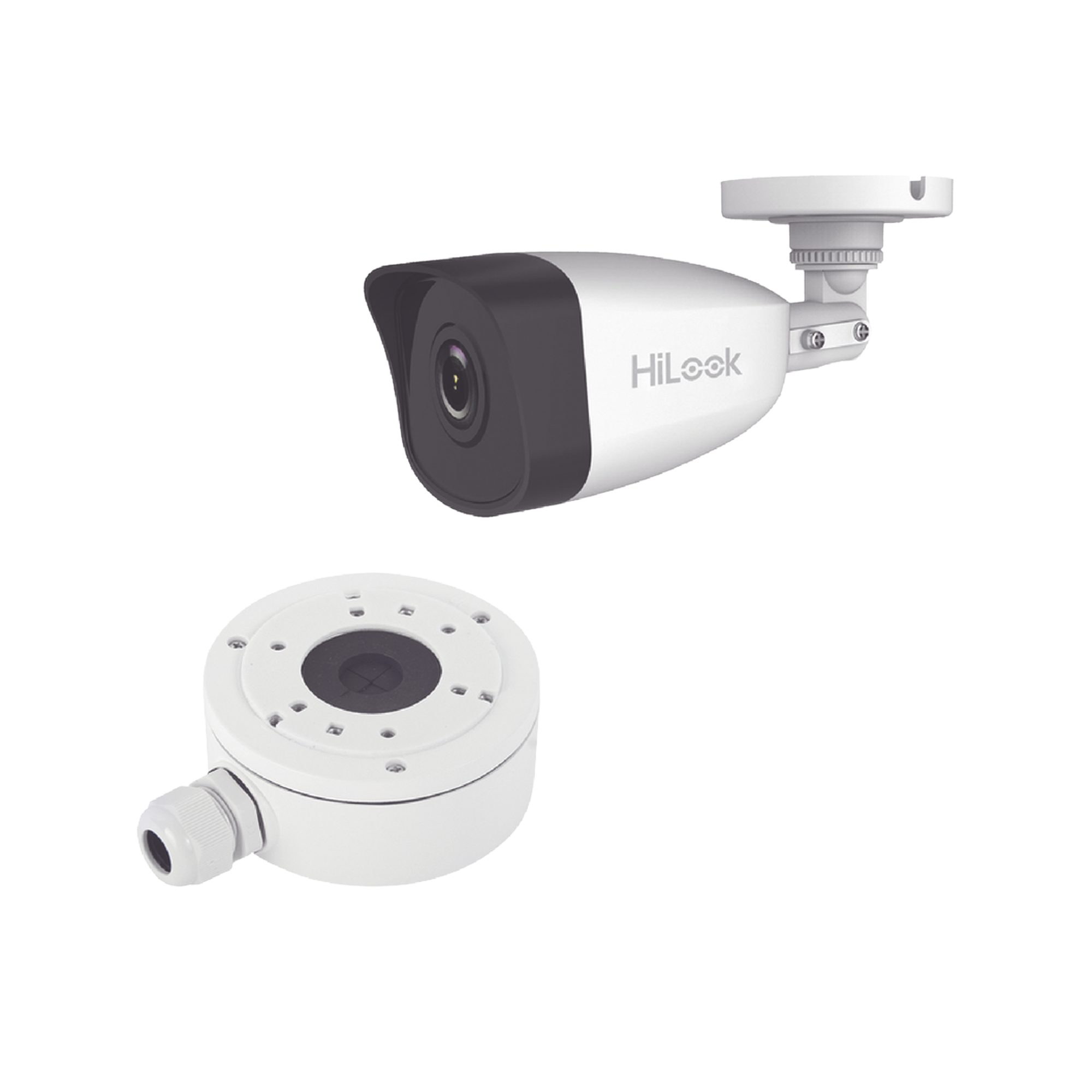 HiLook Series / Bala IP 4 Megapixel / 30 mts IR / Exterior IP67 / PoE / dWDR / Lente 2.8 mm + Caja de conexión DS-1280ZJ-XS