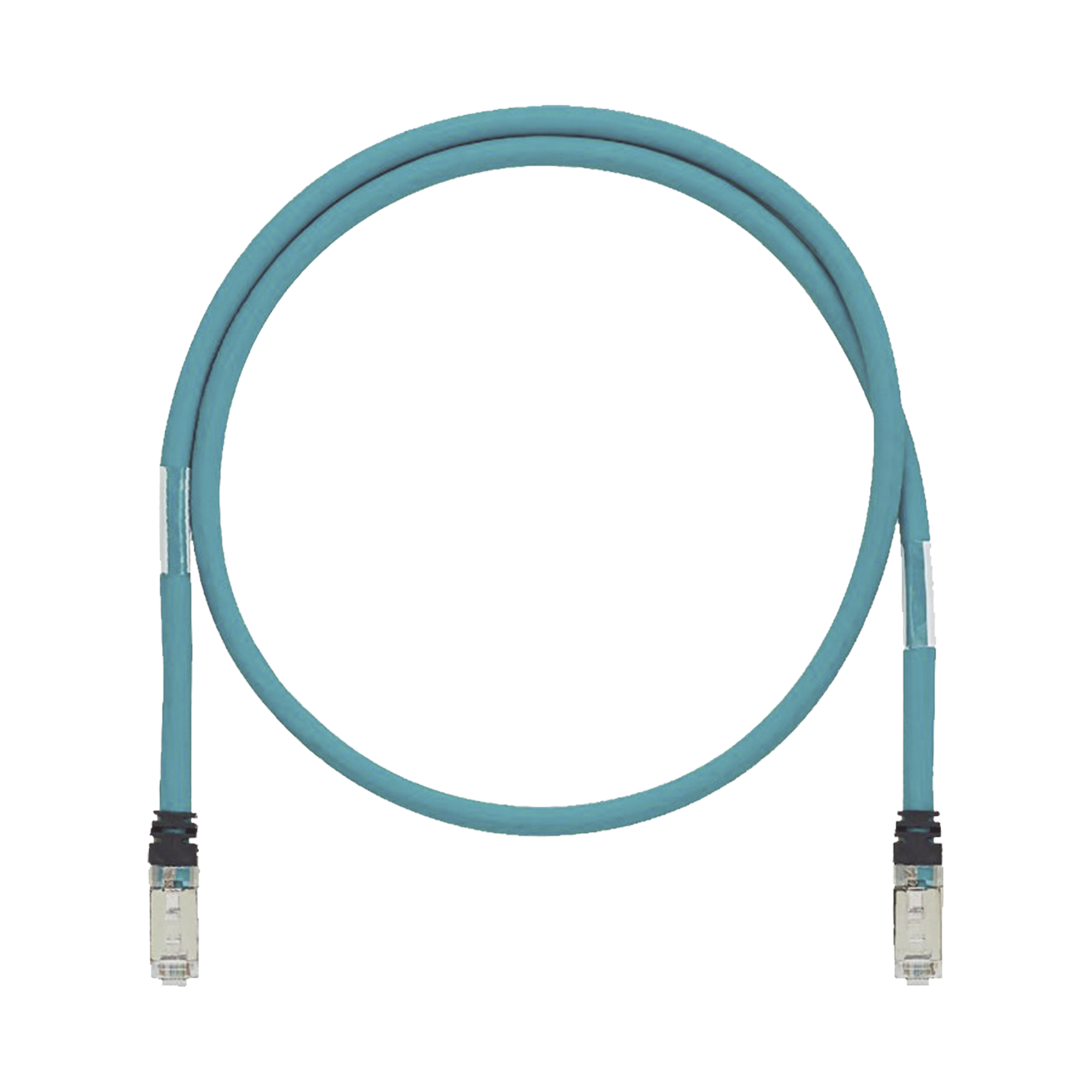 Patch Cord Cat6A de Grado Industrial 600V, Blindado SF/UTP, Calibre 26 AWG, Color Aqua, 60 cm.