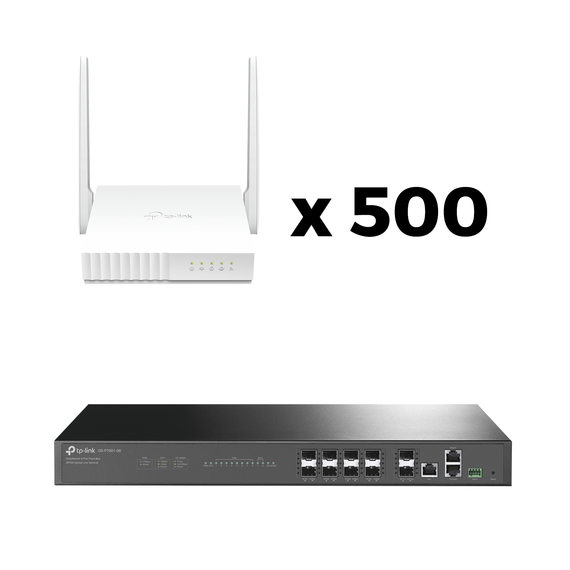 Kit para ISP`s / OLT DS-P7001-08 con Paquete de 500 ONU´s Modelo XN020G3.