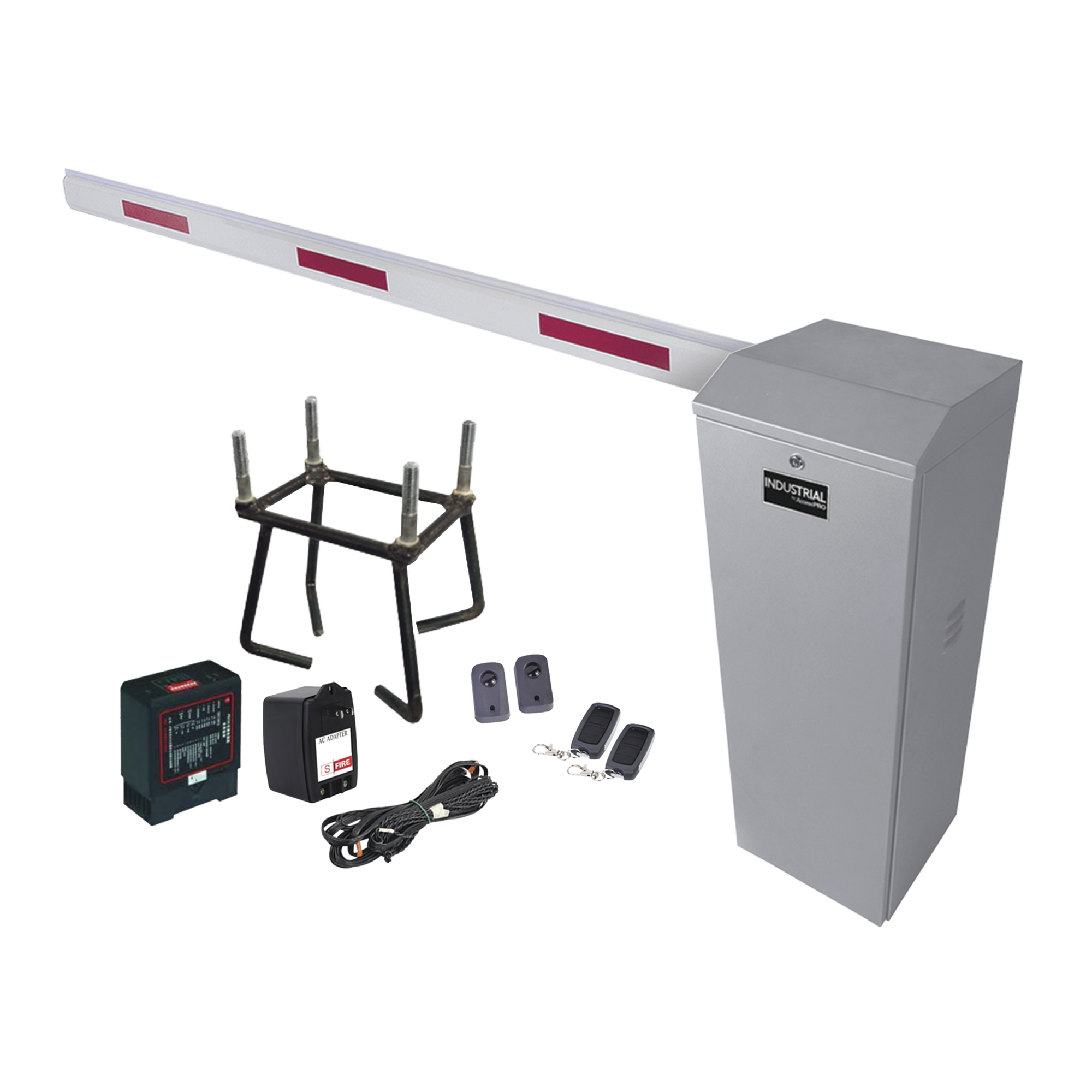 Kit COMPLETO Barrera Izquierda XB / Brazo telescópico 3.6 ~ 5.5 M / Incluye Sensor de masa, Transformador, Lazo, Ancla, Fotoceldas y 2 Controles Inalámbricos