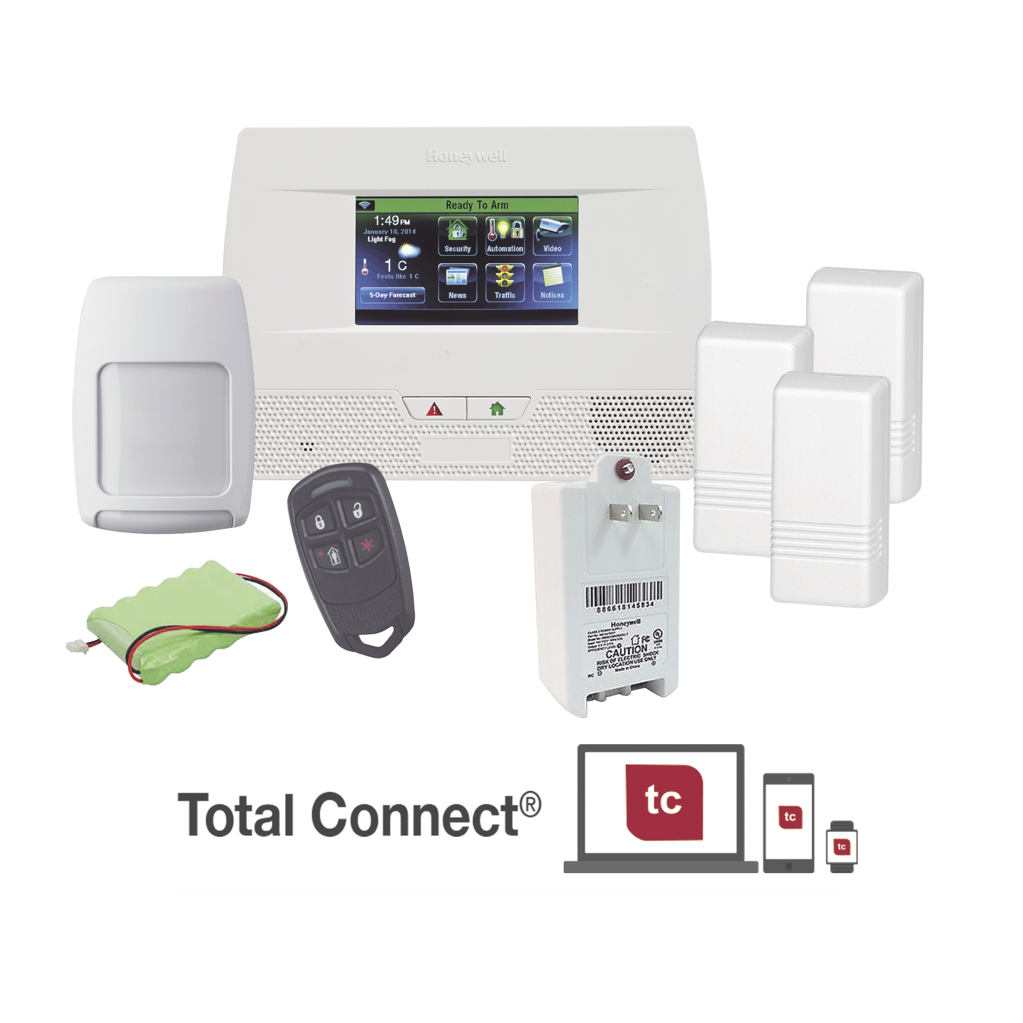 Panel de Alarma Inalambrico Autocontenido con Pantalla Touch L5210, integrable a casa inteligente usando servicio de Total Connect