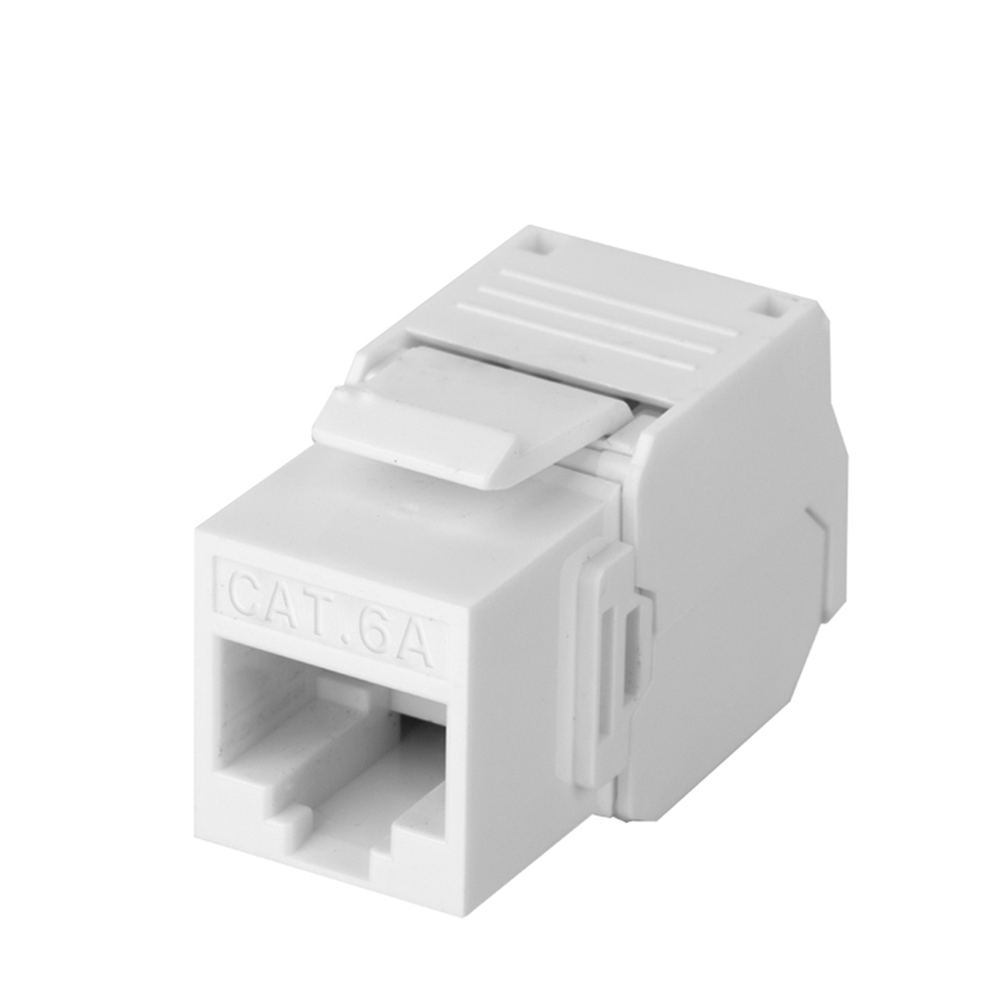 Módulo Jack Keystone Cat6A (toolless), con terminación en ángulo 180 º Color Blanco, Compatible con Faceplate y Patchpanel Linkedpro