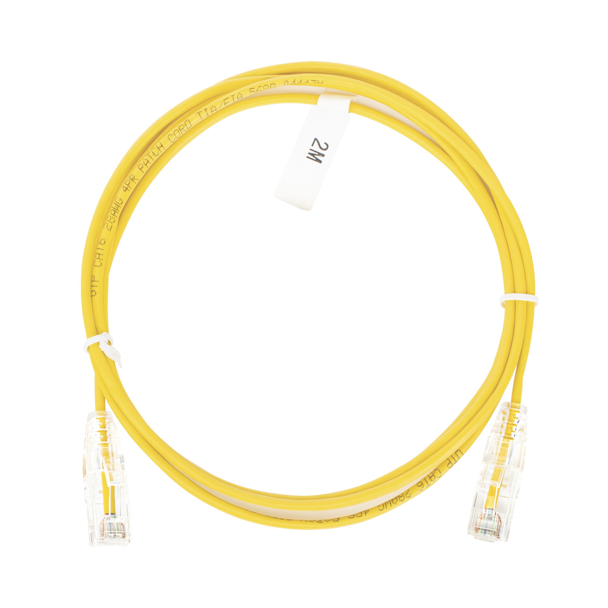 Cable de Parcheo Slim UTP Cat6 - 2 m Amarillo Diámetro Reducido (28 AWG)