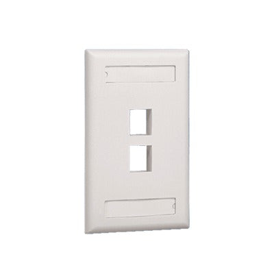 Placa de Pared Vertical, Salida Para 2 Puertos Keystone, Con Espacios Para Etiquetas, Color Blanco