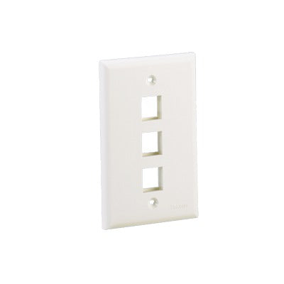 Placa de Pared Vertical, Salida Para 3 Puertos Keystone, Color Blanco Mate