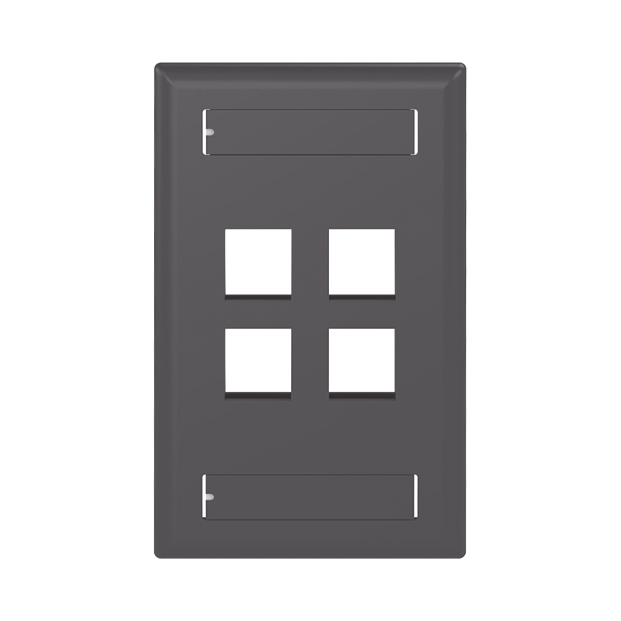 Placa de Pared Vertical, Salida Para 4 Puertos Keystone, Con Espacios Para Etiquetas, Color Negro