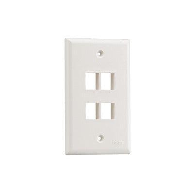 Placa de Pared Vertical, Salida Para 4 Puertos Keystone, Color Blanco Mate